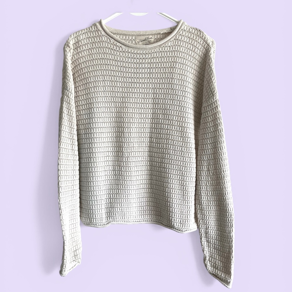Universal Thread White Cotton Rolled Neck Pullover Sweater Size S